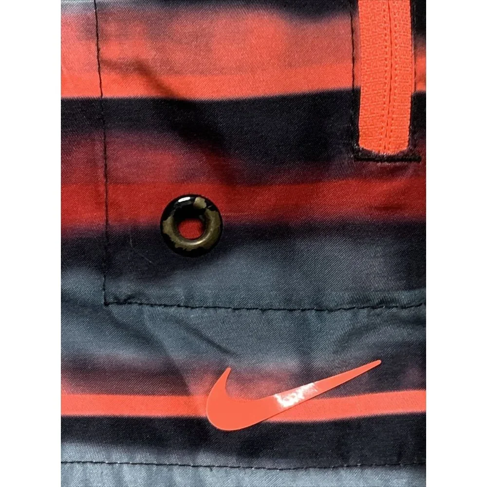 Men's Nike Swim Trunks Board Shorts Black/Pink/Red/Gray Stripes Size S‎